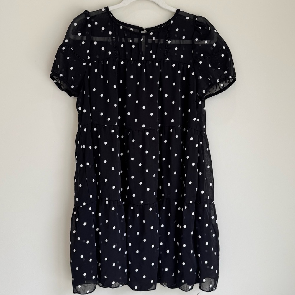 Blu Pepper Black Polka Dot Tiered Babydoll Dress – Size Small - Picture 7 of 7
